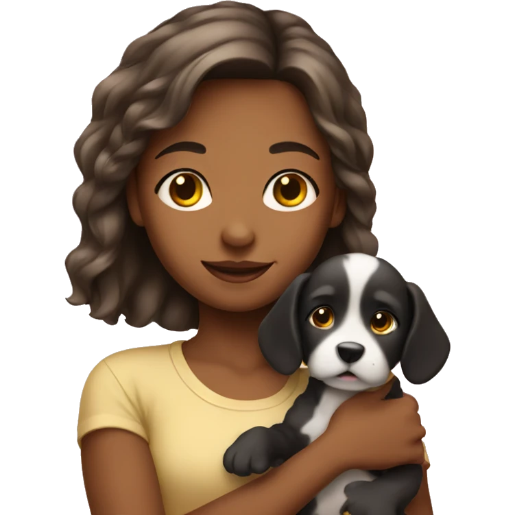 Girl holding puppy emoji