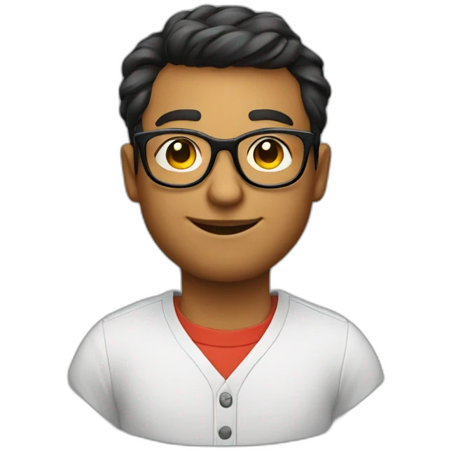 beautiful nerd backend developer with round glasses emoji