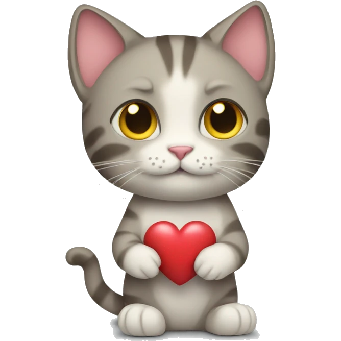 Cat holding a heart emoji