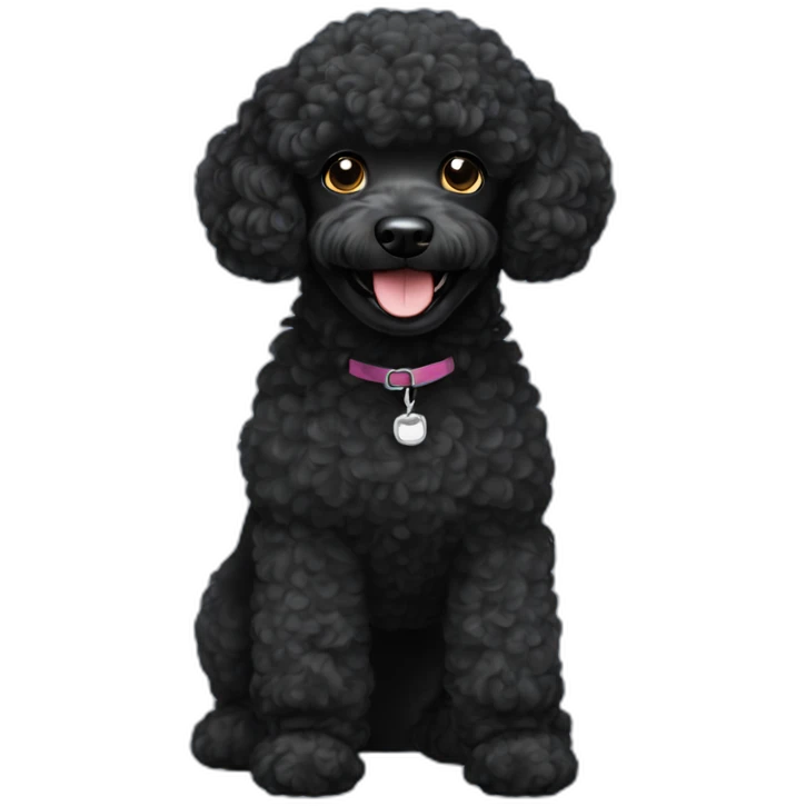 black mini poodle boy dog smiling emoji