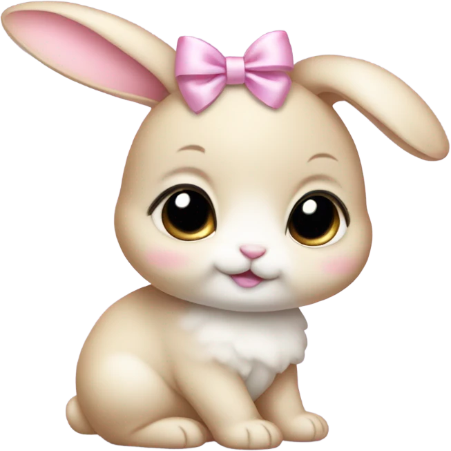 Baby bunny with coquette bow on ear emoji