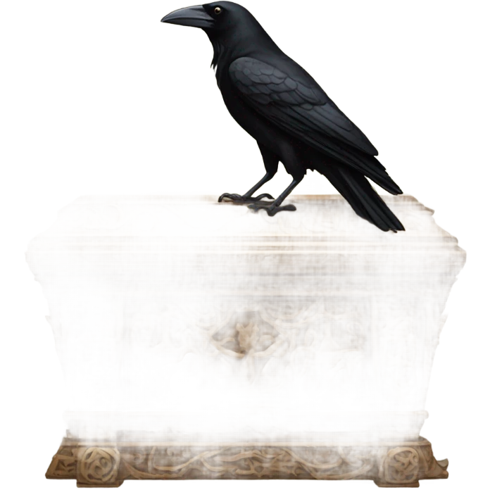 crow sitting on a coffin emoji