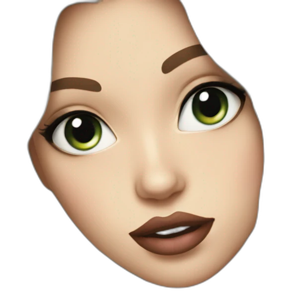 white girl with wavy long black hair and juicy lips emoji