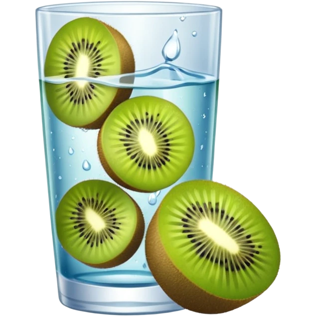 glass of water with kiwi slices emoji