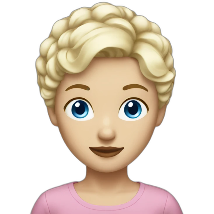 blonde short haired woman with blue eyes emoji