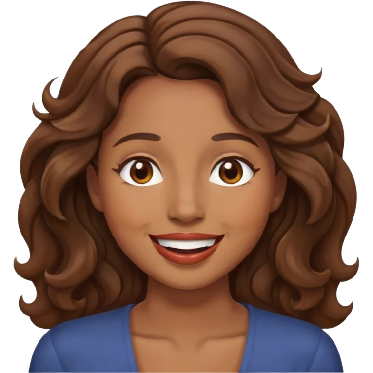 Make a Women with Brown Eyes, and Brown wavy hair, smile but with mouth closed emoji