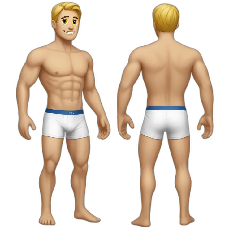 White Man with boxers without t shirt emoji