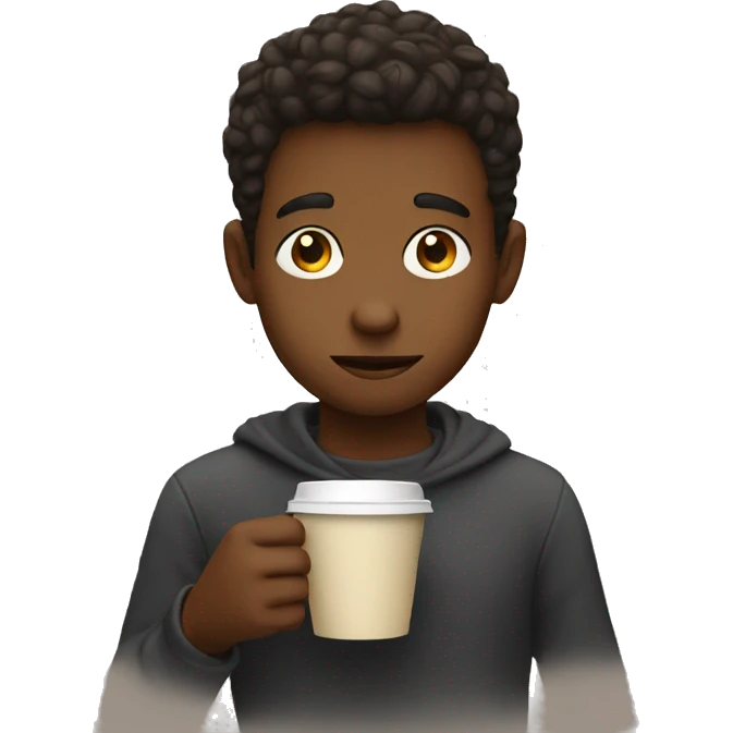thoughtful boy with coffee  emoji