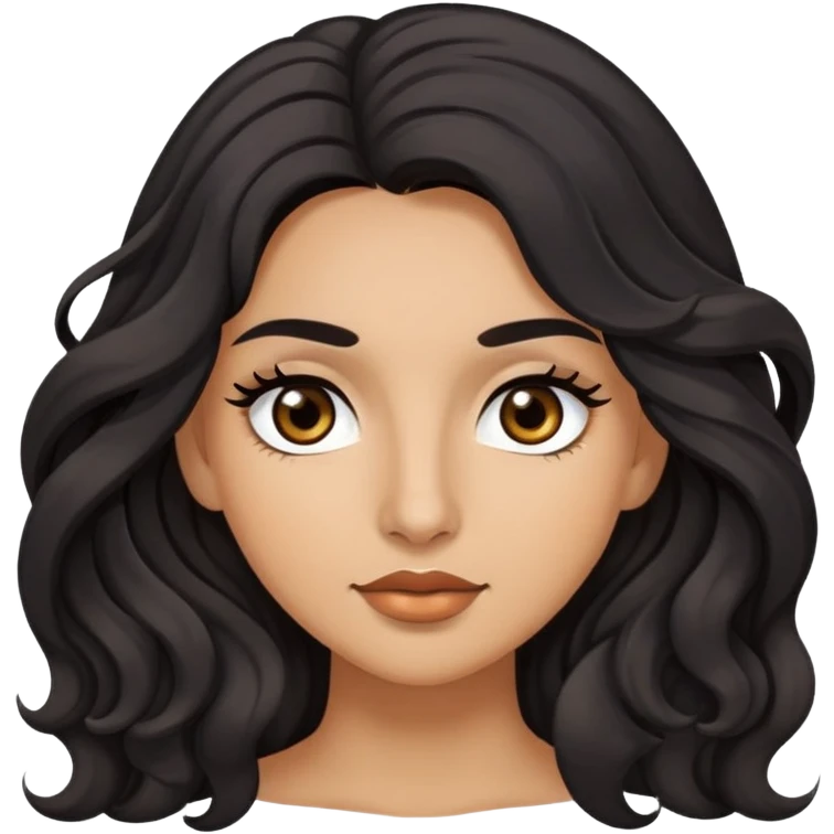 woman with olive skin, brown eyes and long lashes, and long black wavy hair  emoji