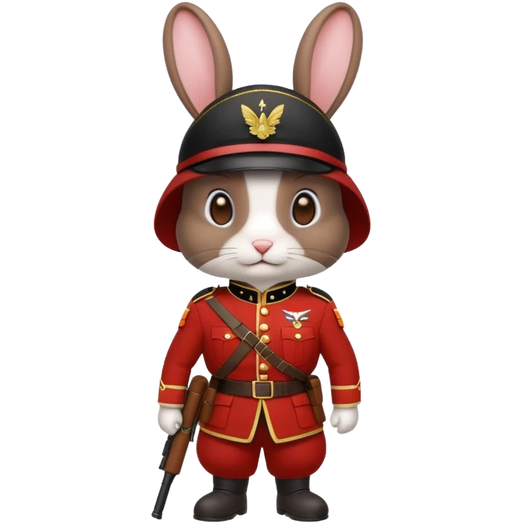 dark brown rabbit with soldier costume emoji