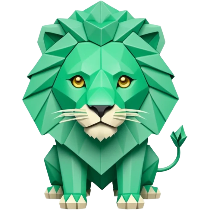 origami lion in color green mint rgb(168, 251, 211) emoji