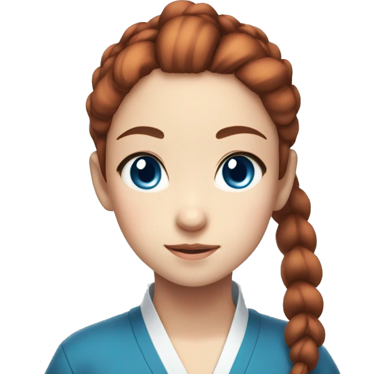 Japanese anime-inspired young girl with red brown hair tied in a ponytail and mesmerizing blue eyes emoji
