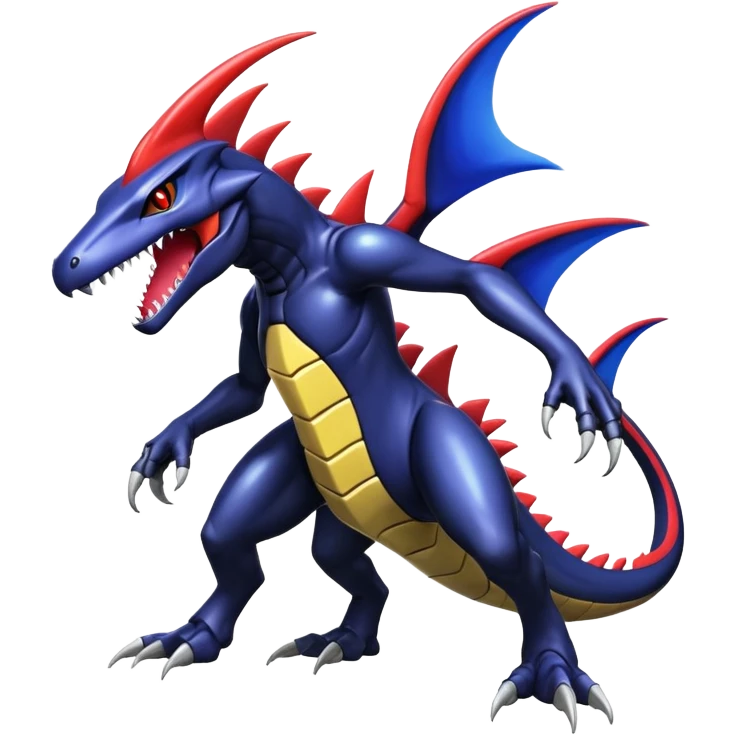 Shiny Exotic Colorful epic Salandit-Garchomp-Genesect-Miraidon-Koraidon-Fakémon-Digimon-hybrid-creature (full body)  emoji