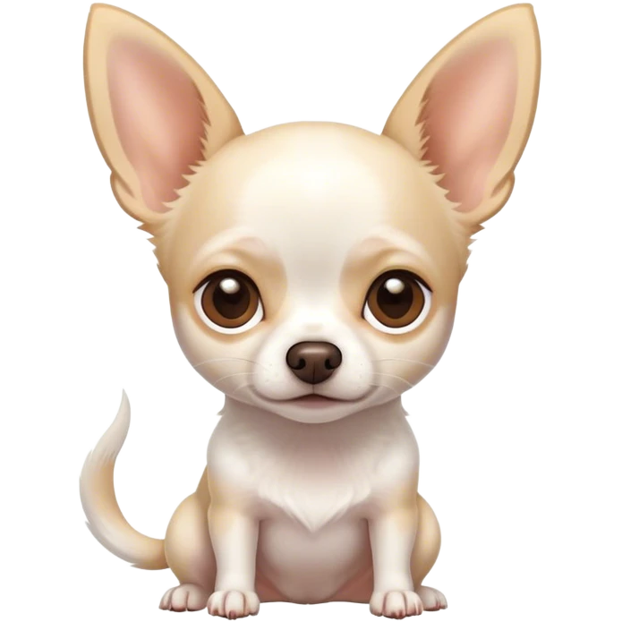 Un chihuahua blanco con dos manchas café en los ojitos y orejas  emoji