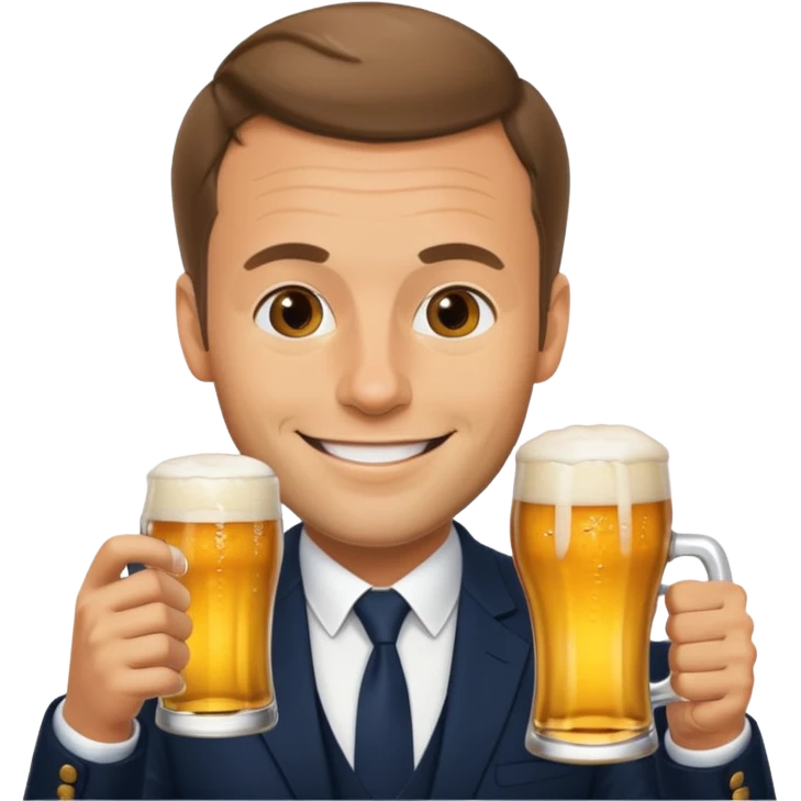 Macron qui boie une biere emoji