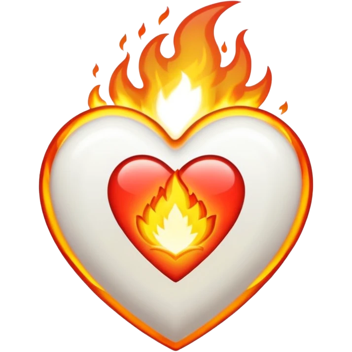 Corazón con líneas blancas y fuego blanco  emoji