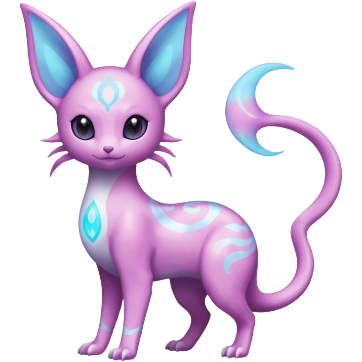 Shiny Sparkly Bioluminescent Glowing Espeon-Lumineon-Skitty-Amaura-Dragonair-Fakémon-hybrid-creature (full body)  emoji