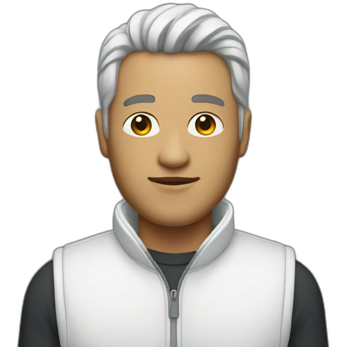 male in white fleece vest emoji