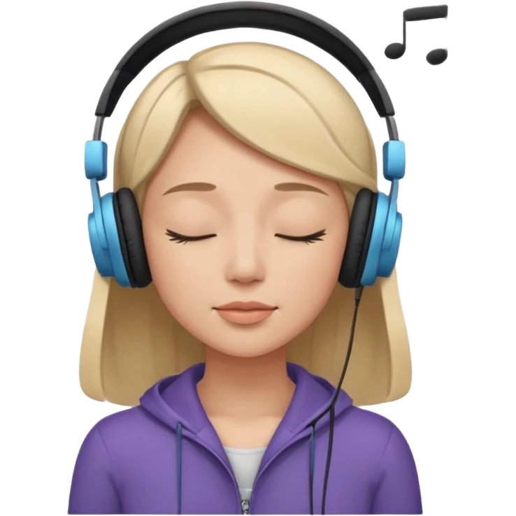Una mujer escucha música con los ojos cerrados  emoji