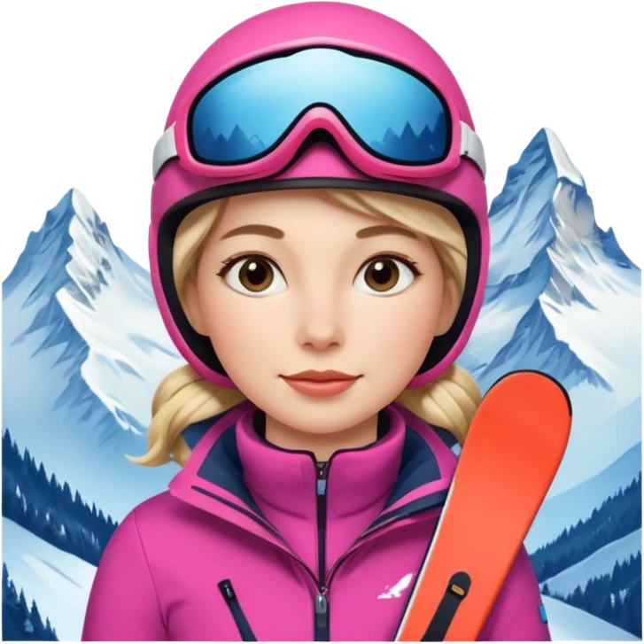 Woman Skiing, Background Matterhorn emoji