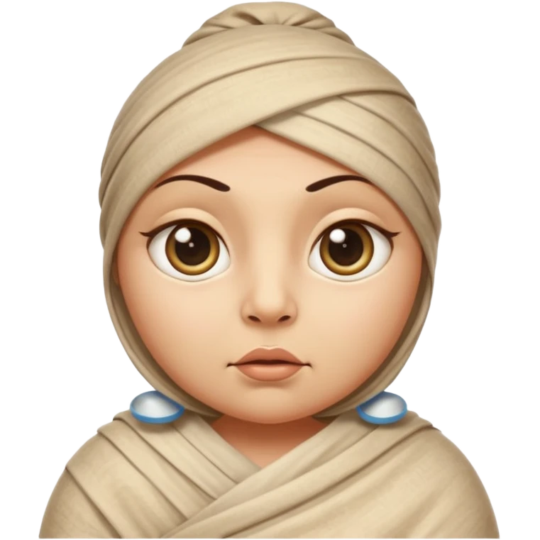 Mummy Cartoon: Chubby, friendly-looking mummy with oversized eyes and loose wrappings
 emoji