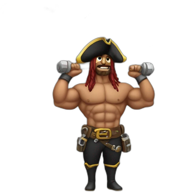 Bodybuilding Pirate with Cannons emoji