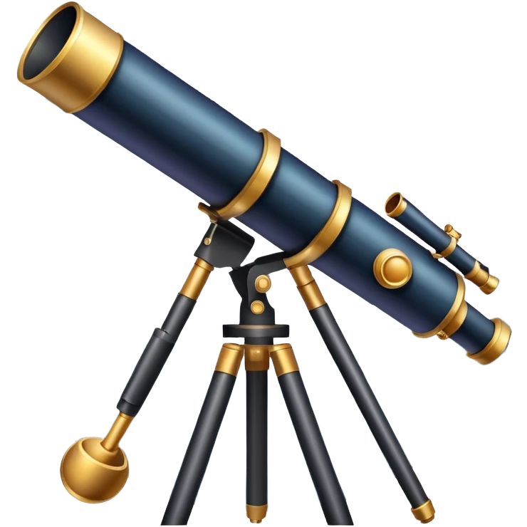 An icon featuring a telescope, stars, and a planet, symbolizing astronomy. The design includes a crescent moon, distant galaxies, and constellations, representing the study of space and celestial bodies. Transparent background highlights the exploration of the universe and cosmic phenomena. emoji