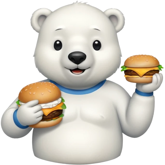 polar bear with burger wearing shirt emoji
