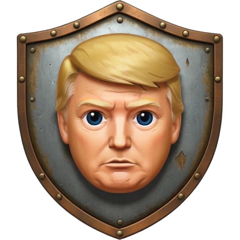 a shield with Donald Trump's face emoji