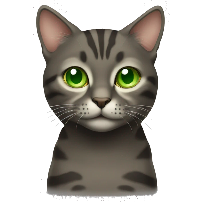dark tabby cat with light green eyes emoji