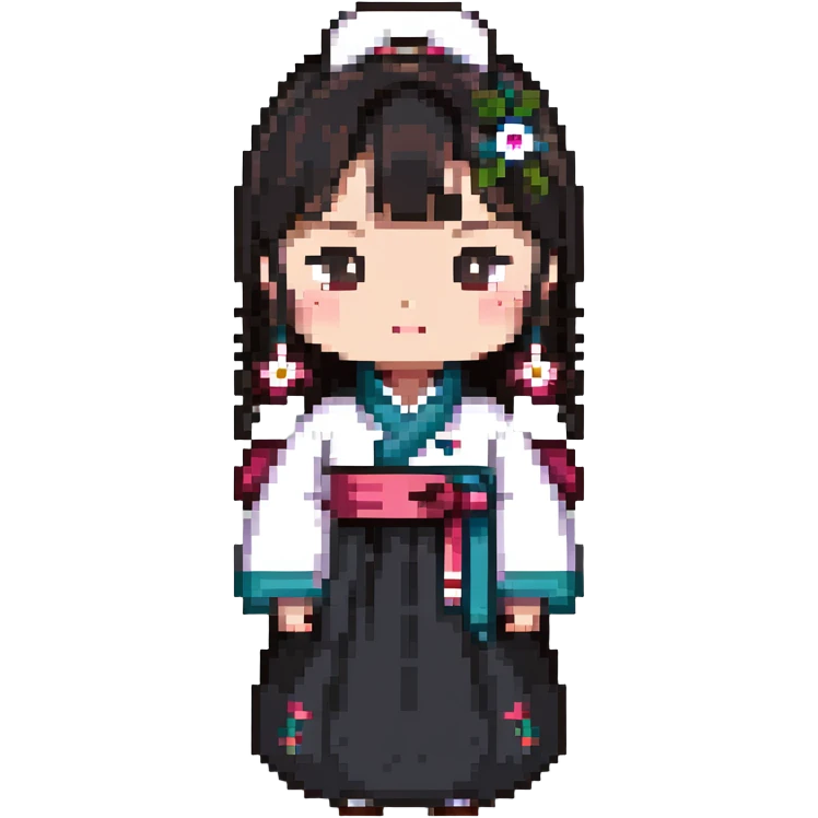 Korean girl in hanbok traditional dress emoji