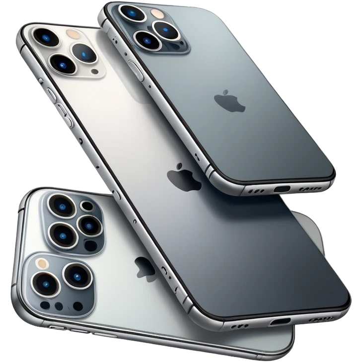 iPhone 15 Pro with its distinctive triple camera setup and titanium frame emoji