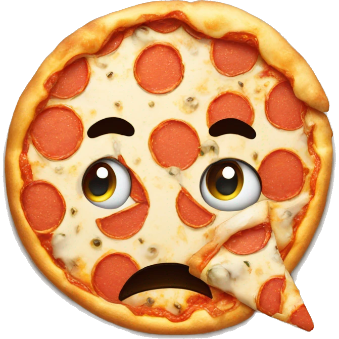 Sad face with pizza emoji