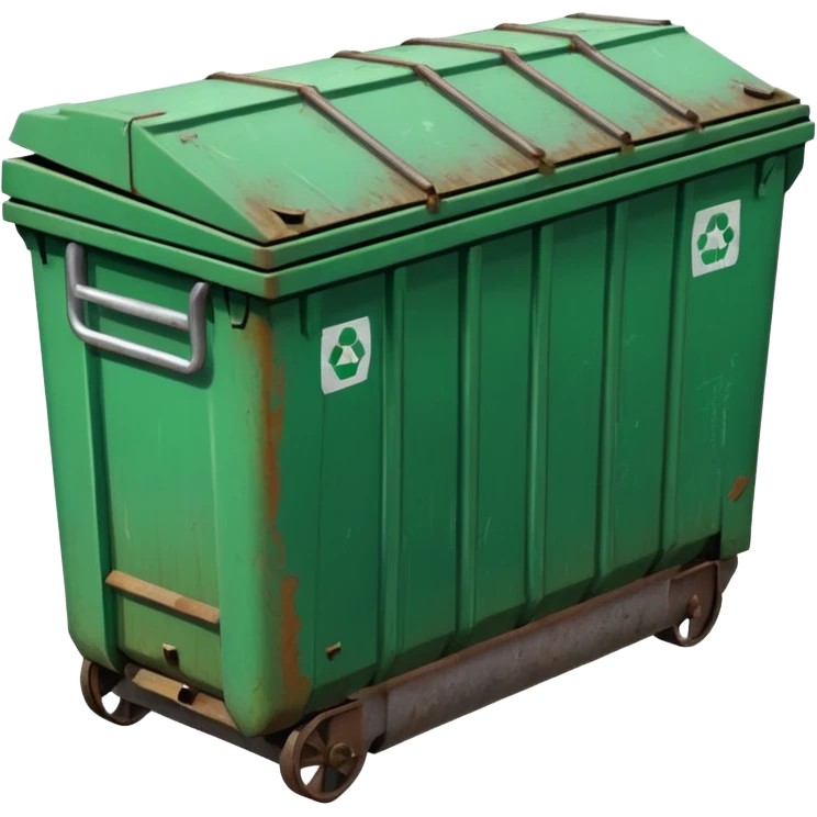 a green closed dumpster, No trash, BOTH THE LIDS CLOSED emoji