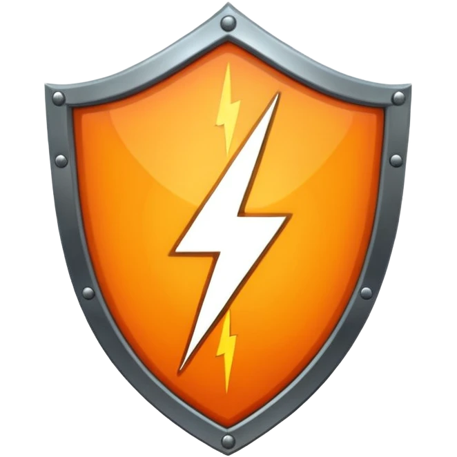 Orange shield with lightning emoji
