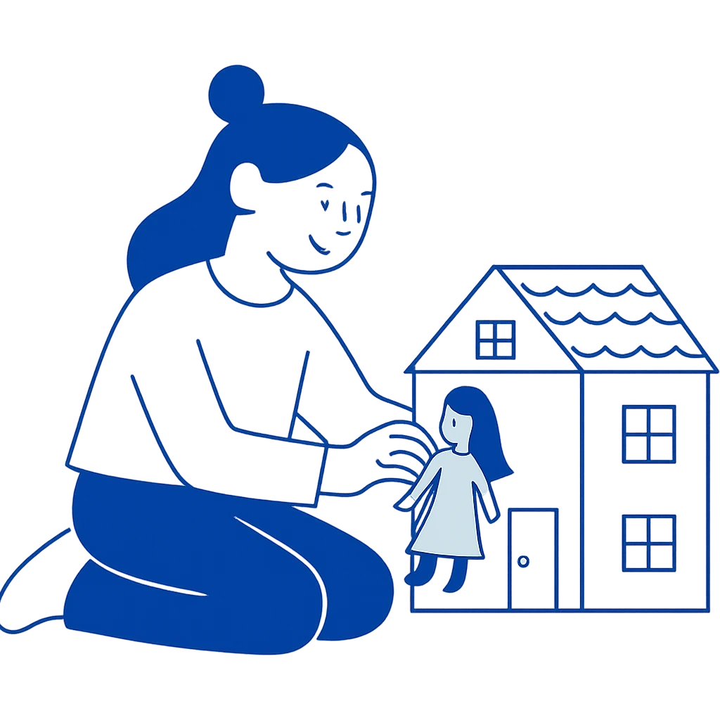 girl playing with doll house emoji