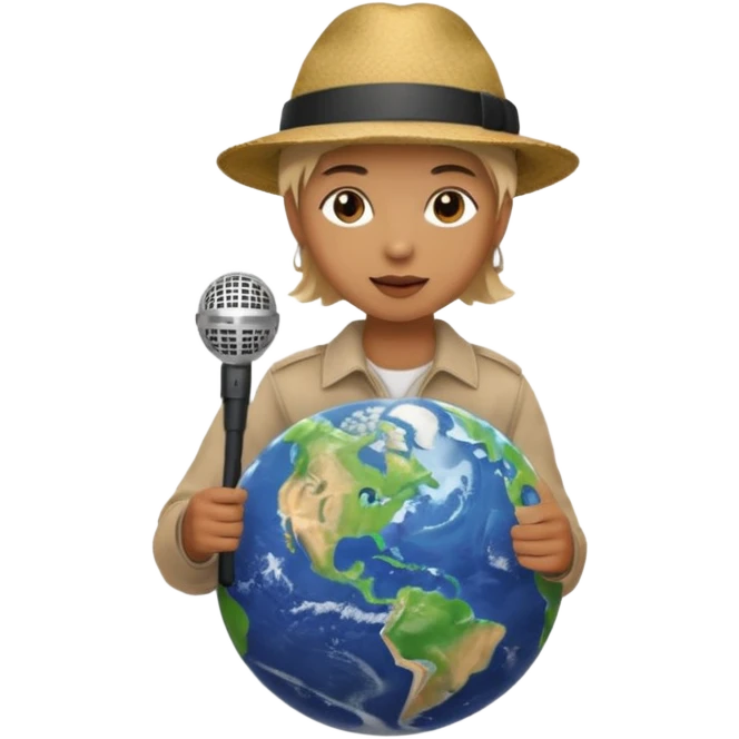 earth + reporter emoji