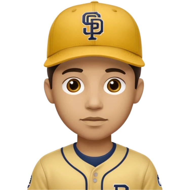 Light skin man  with dark hair short with a brown and and yellow logo  baseball cap and brown and a yellow logo jersey with the padres team colors and logo.  emoji