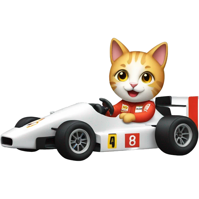 cat driving a f1 car emoji