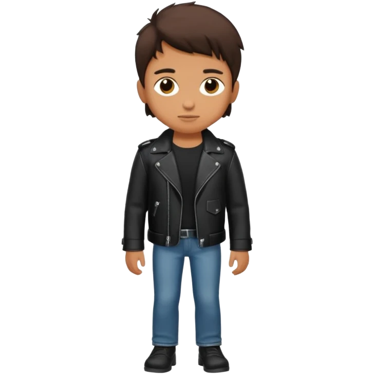 Boy in leather jocket, full body emoji
