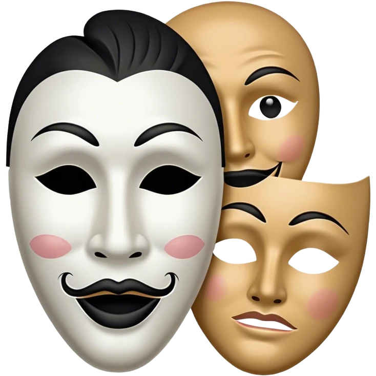 theater mask black and white happy and sad emoji