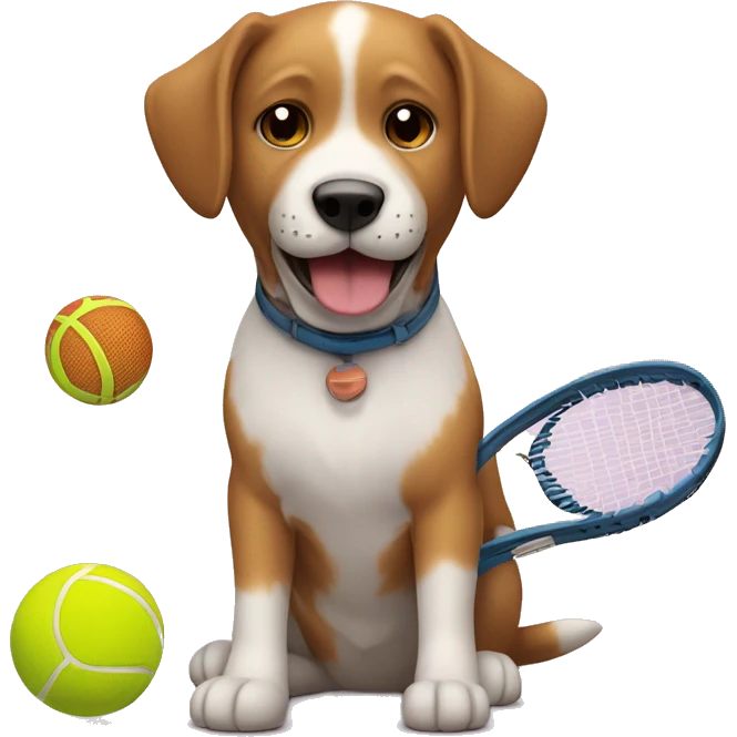 Crea un emoji de un perro jugando tenis con un gato emoji