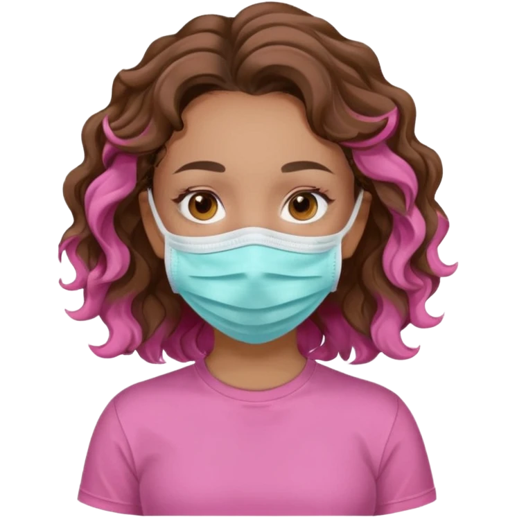 lightskin girl having a spa day with face mask and pink shirt and brown wavy hair  emoji
