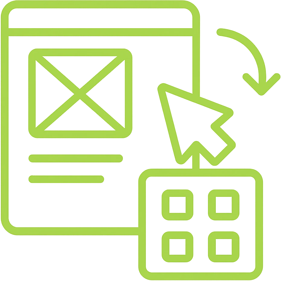 Minimalistic, professional icon for prototyping using only white and #C8FF46. Keep background transparent. Make lines clear and simple. emoji