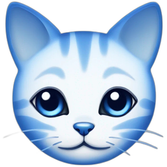 Blue simplistic sketch of a cute cat face emoji