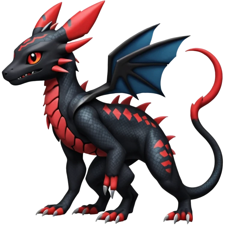 Badass Edgy Cool Realistic Punky Exotic Colorful Guilmon-Salandit-Umbreon-Fakémon-hybrid-creature (full body)  emoji