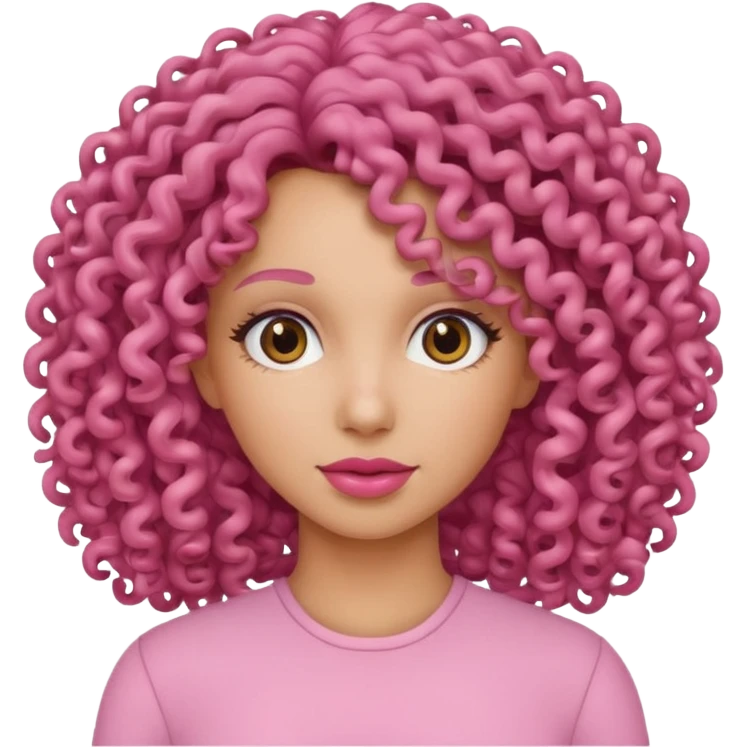 A women curly hair pink emoji