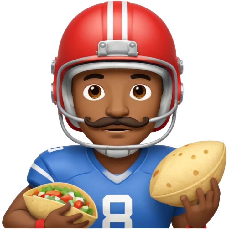 a fresh flour tortilla football player with a mustache emoji