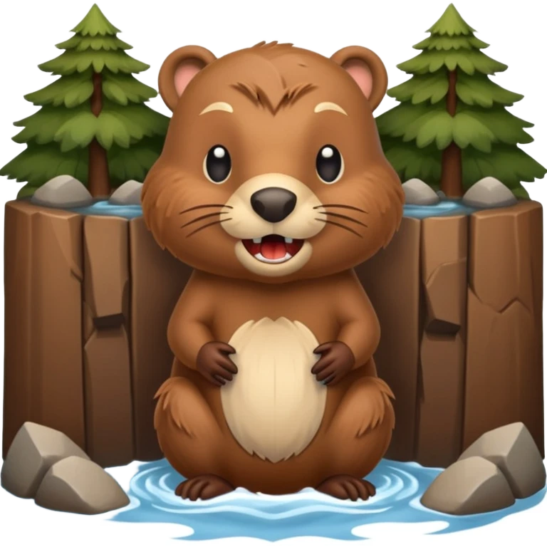 Cute beaver building a dam emoji