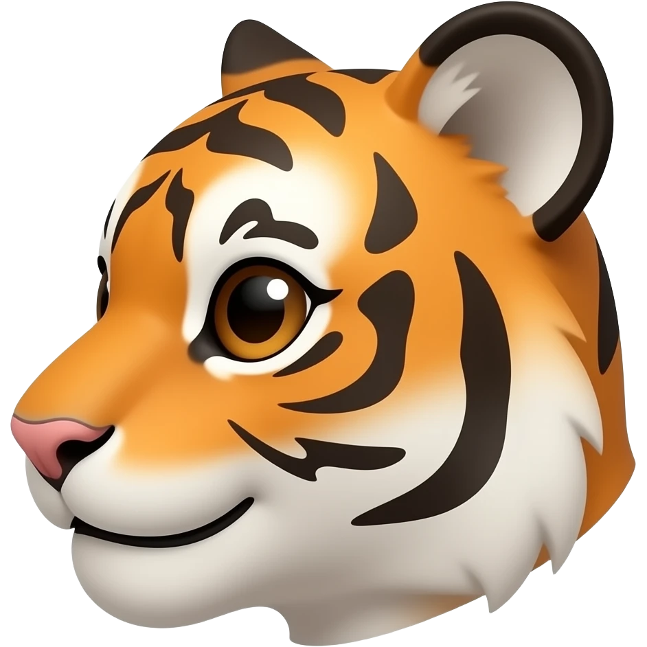 A little bit cute tiger head very realistic Turn sideways dark brown eyes emoji